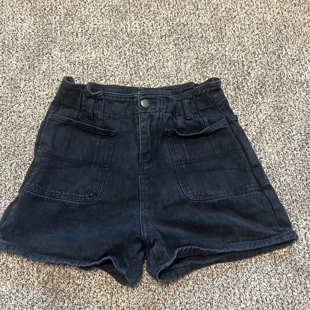 Black cargo jean shorts